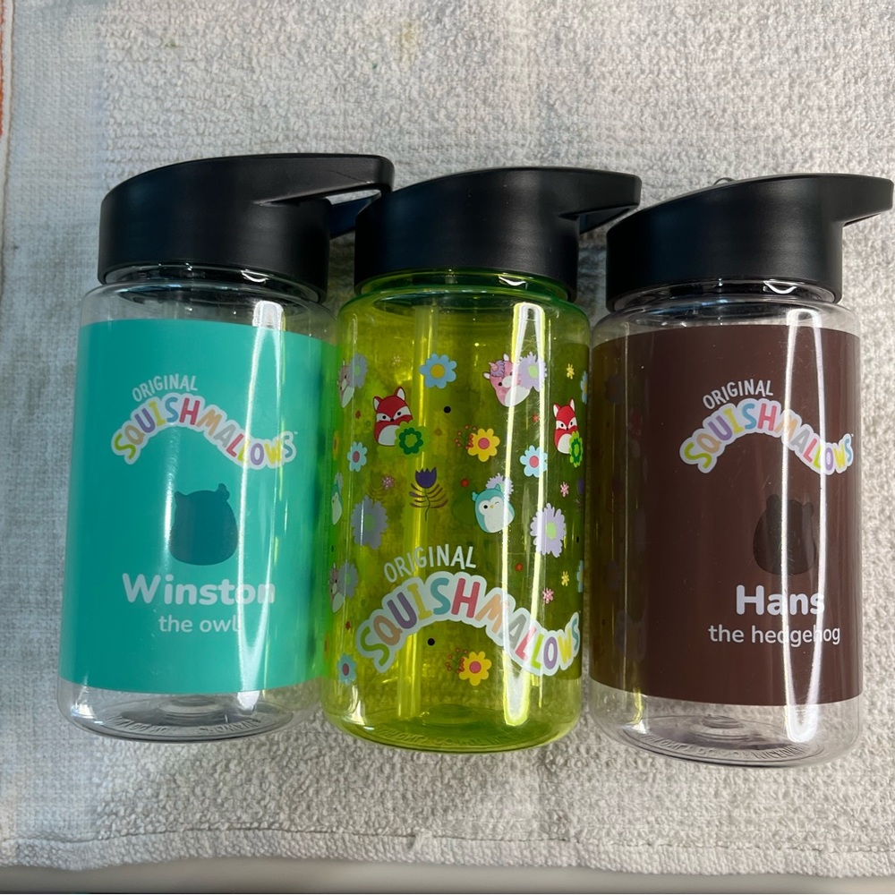 Squishmallows Kids Water Bottles - Blue, Green, Brown - Picture 4 of 5